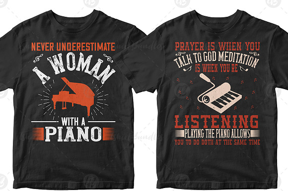 PianoTshirt Design Bundle in Illustrations - product preview 13