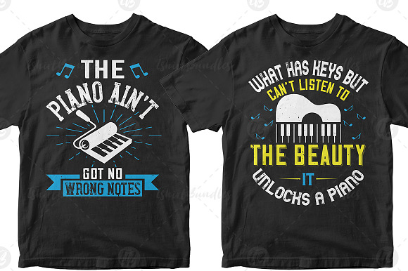 PianoTshirt Design Bundle in Illustrations - product preview 14