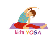 Kids Yoga Vector Illustration