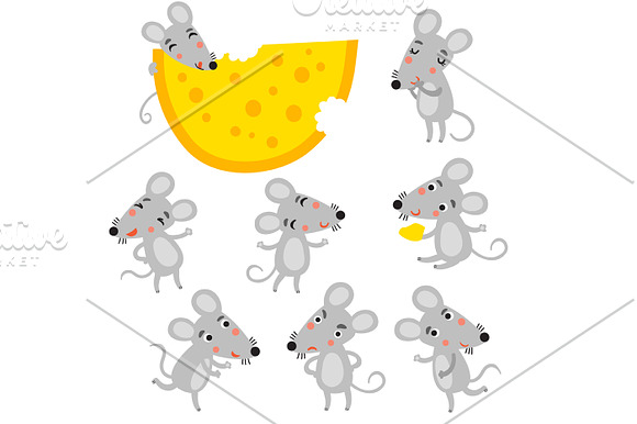 FUNNY MOUSE vector set in Illustrations - product preview 1