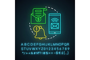 Sponsored messages neon light icon