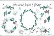 Blue & Gray Hand Drawn Blooms