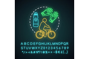 Bike ride neon light concept icon