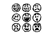 Set of emoji or emoticon icons with