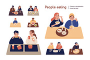 People eating different meals