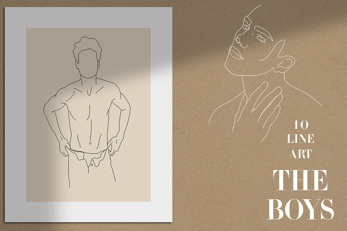10 Boys Line Art in Illustrations - product preview 8