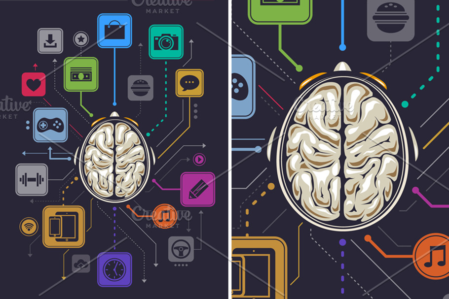 Brain Activity Vector Infographics in Infographic Icons - product preview 8