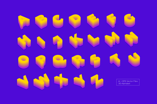 3D Colorful Alphabet Font