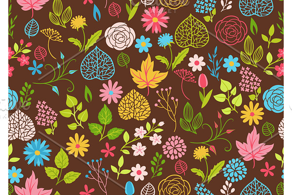 Seamless pattern with spring flowers