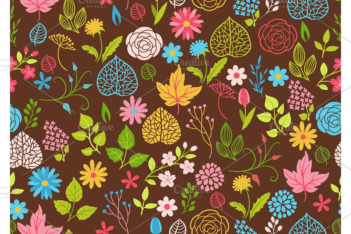 Seamless pattern with spring flowers in Patterns - product preview 8