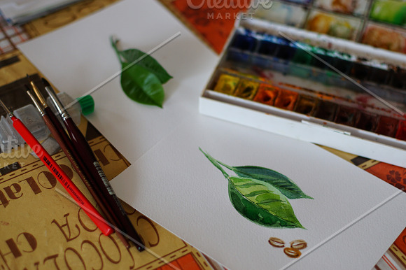 Watercolor coffee set-4 in Illustrations - product preview 3
