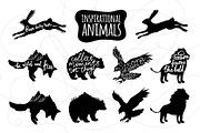 Vintage animal set with quotations