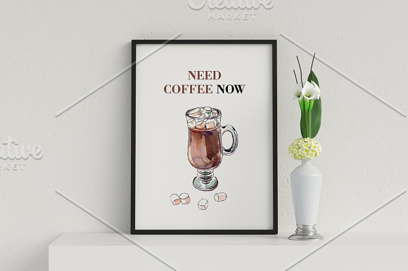 Watercolor coffee set-4 in Illustrations - product preview 5