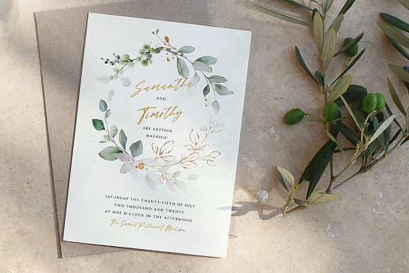 Eucalyptus Wreath Wedding Invitation in Wedding Templates - product preview 1
