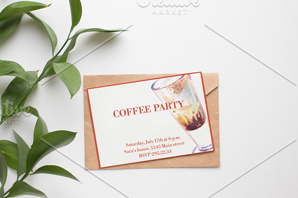 Watercolor coffee set-4 in Illustrations - product preview 6