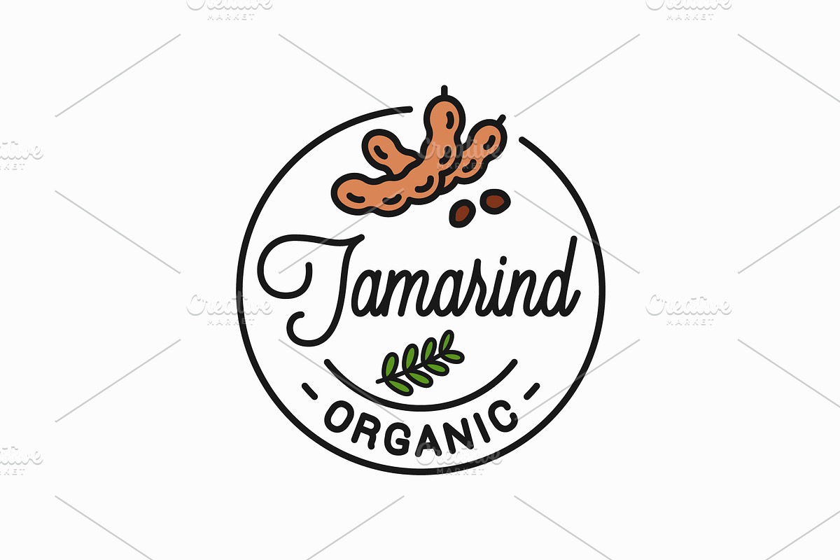 Tamarind fruit logo. Round linear. in Illustrations - product preview 8