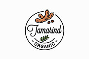 Tamarind fruit logo. Round linear.