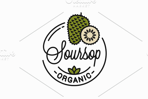 Soursop fruit logo. Round linear.