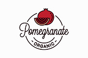 Pomegranate fruit logo. Round linear