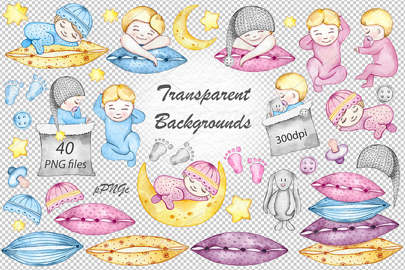 Watercolor Baby Shower Clipart in Illustrations - product preview 3