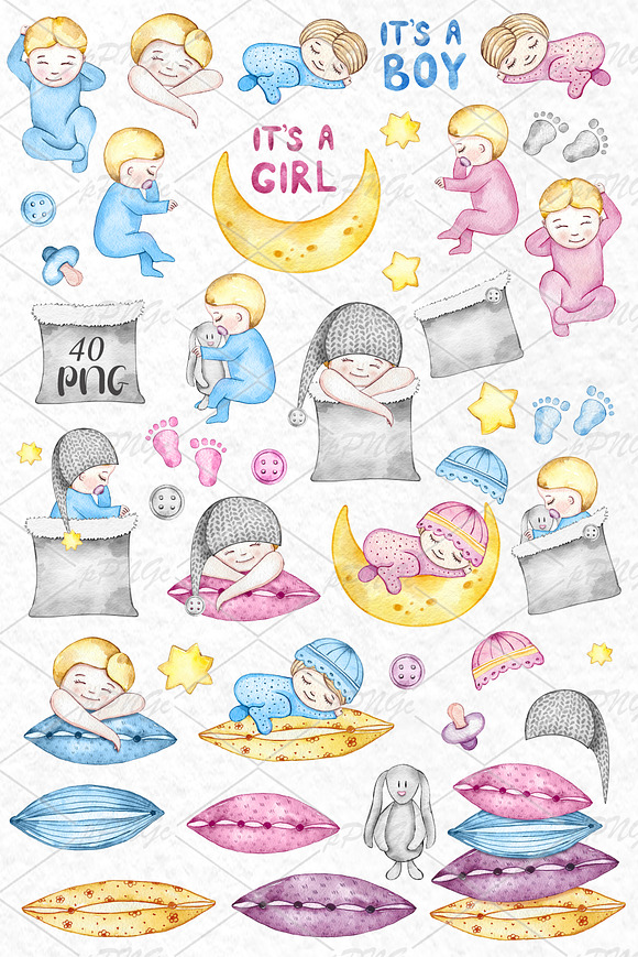 Watercolor Baby Shower Clipart in Illustrations - product preview 4