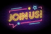 Join us sign in glowing neon style