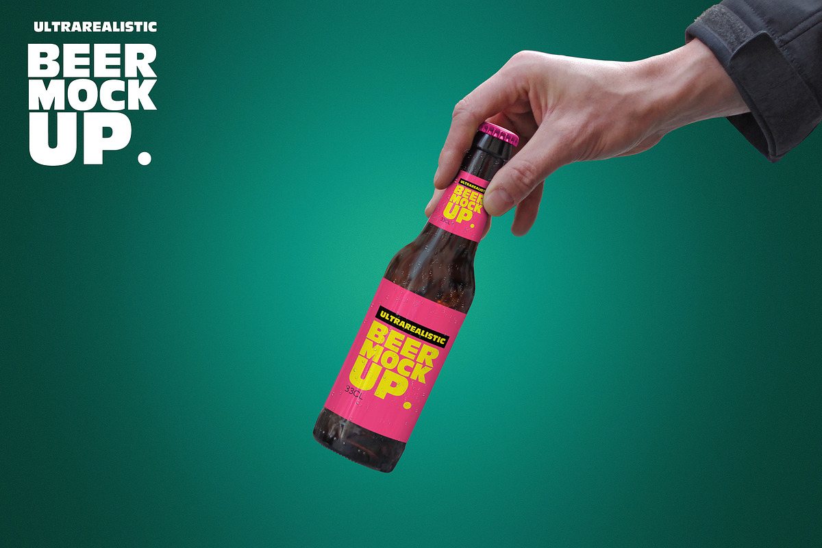 Inclined Hand Beer Mockup in Scene Creator Mockups - product preview 8