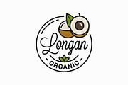 Longan fruit logo. Round linear logo