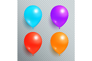 Set Flying Balloons of Blue Purple
