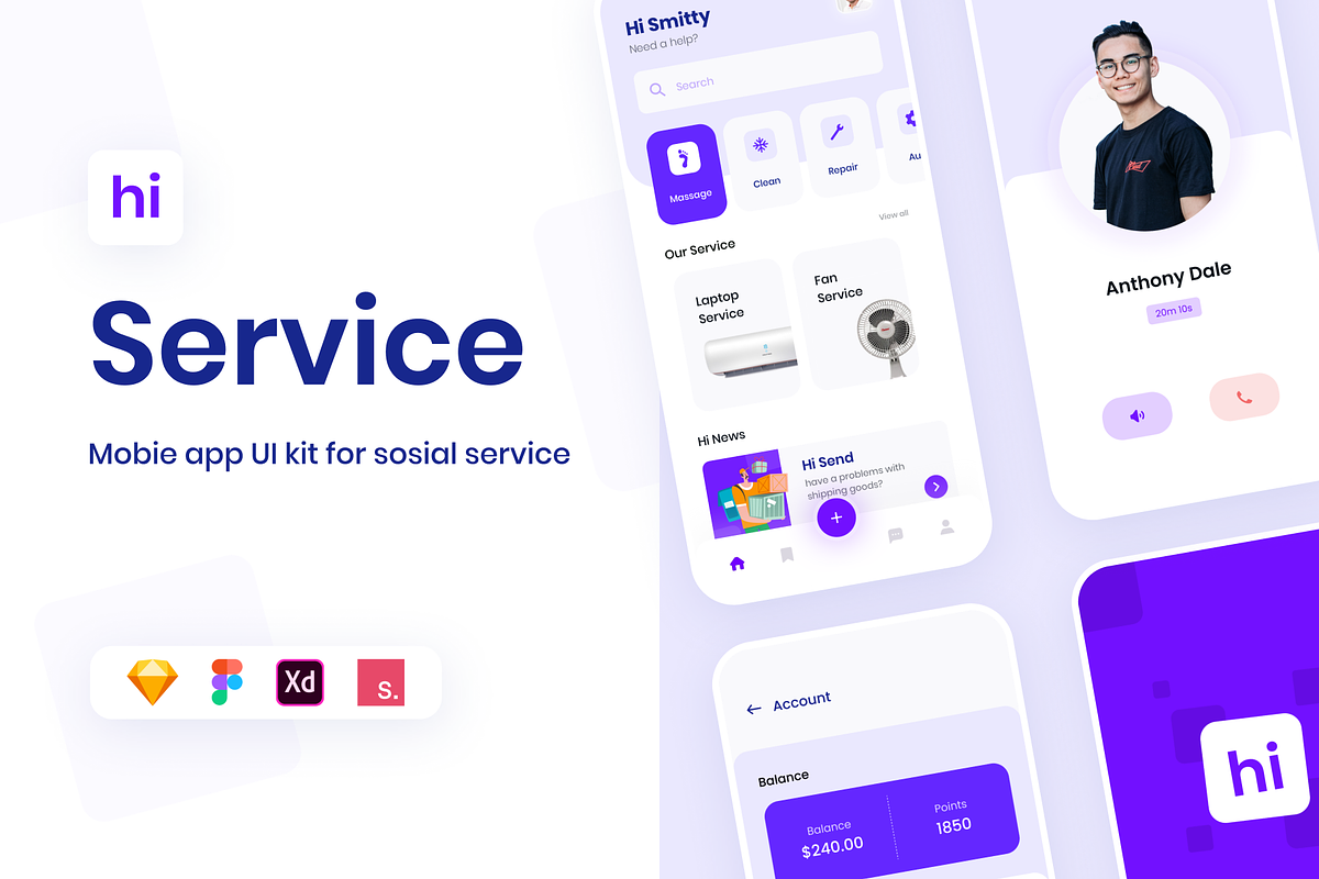 Hi - Social Service App UI KIT in Mobile & Web Mockups - product preview 8