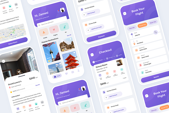 Travo Apps - UI KIT for Travel Fligh in App Templates - product preview 2