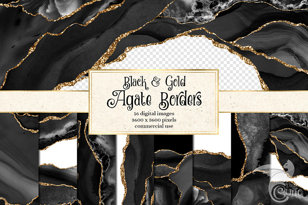 Black and Gold Agate Borders