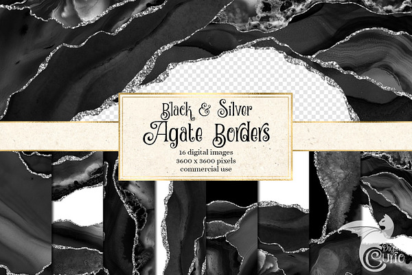 Black & Silver Agate Borders