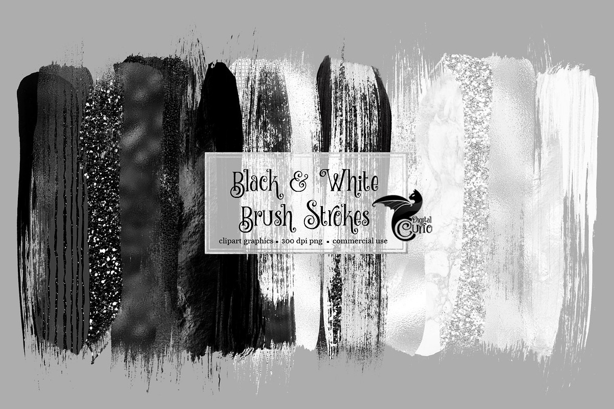 Black and White Brush Strokes in Objects - product preview 8