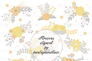 Flowers clipart yellow/grey