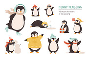 Cute penguins set