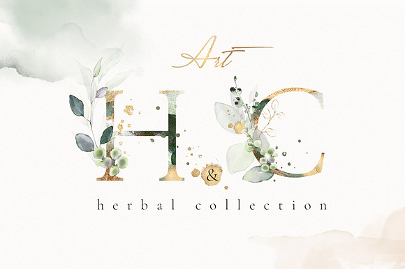 Watercolor & Gold Leaves Collection in Illustrations - product preview 14