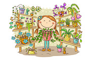 Girl with her plant collection