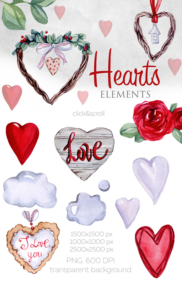 Watercolor Valentine collection in Illustrations - product preview 4