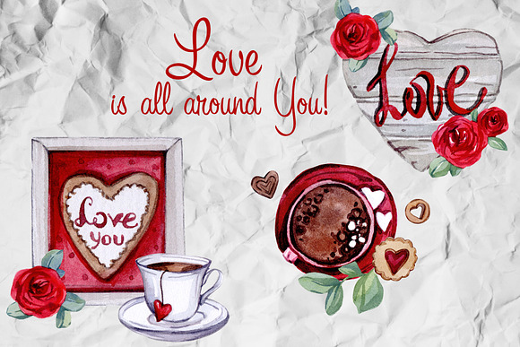 Watercolor Valentine collection in Illustrations - product preview 7