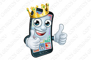 Mobile Phone King Crown Thumbs Up