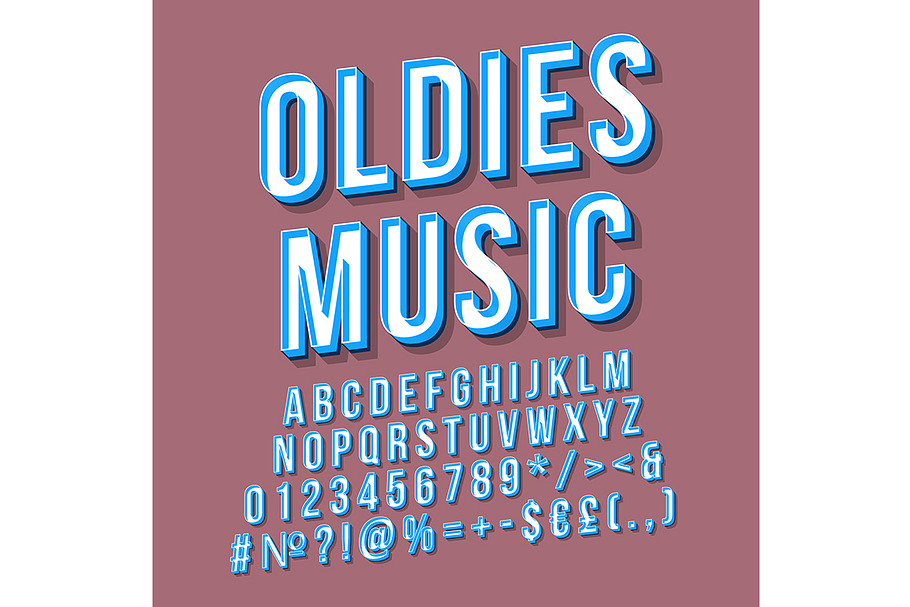 Oldies music vintage 3d lettering
