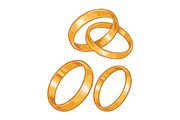 Two golden wedding rings. Color