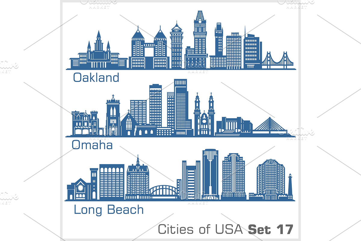 Cities of USA - Oakland, Long Beach in Illustrations - product preview 8