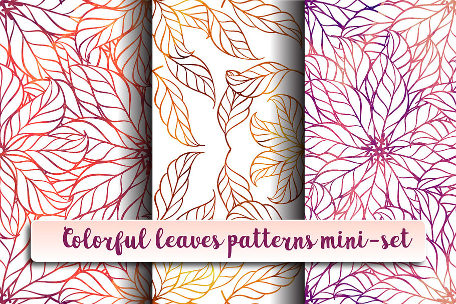 Colorful leaves patterns mini-set in Patterns - product preview 8