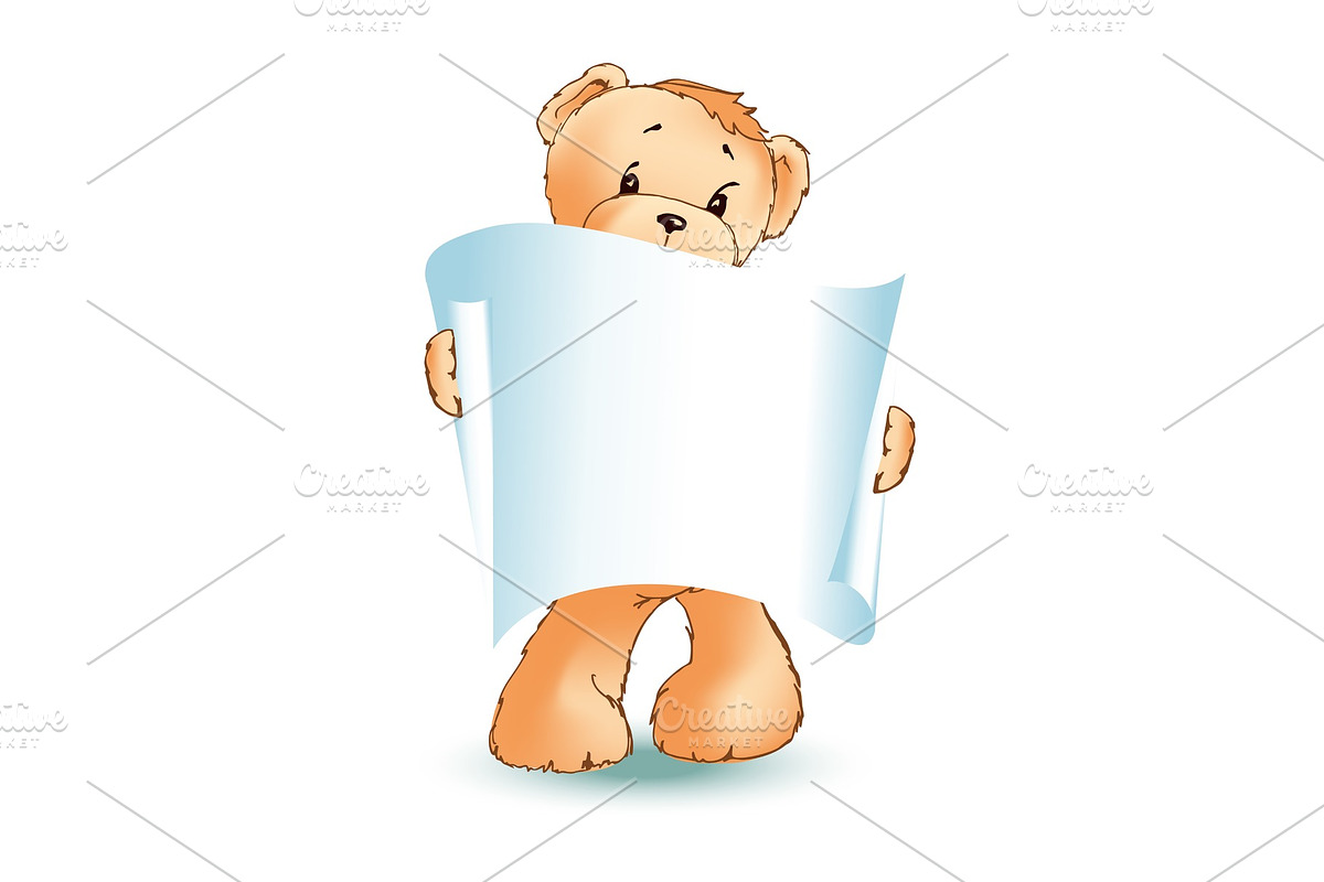 Teddy Bear and Empty Placard Vector in Objects - product preview 8