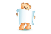 Teddy Bear and Empty Placard Vector