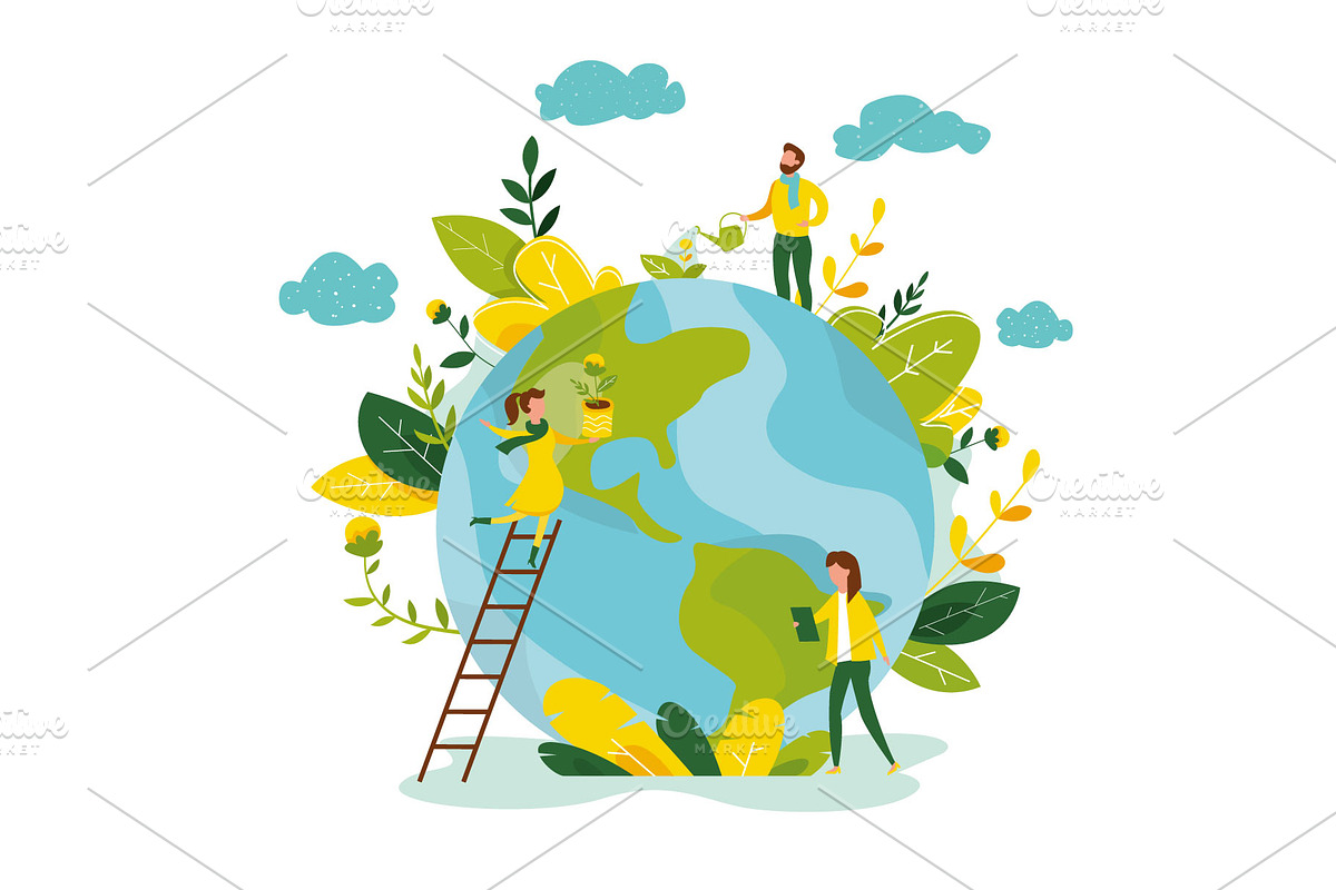 People take care about Earth ecology in Illustrations - product preview 8
