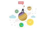 Vector flat illustration planets of