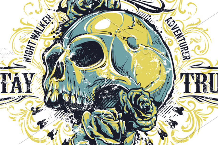 Grunge Skull Print #1 in Illustrations - product preview 8